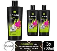 Lynx Epic Fresh Shower Gel Bundle 225ml 500ml 700ml 3in1 Body Wash Set