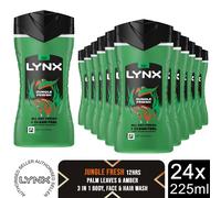 Lynx Shower Gel 225ml 24 Pack Mens Body Wash 12H Fresh Multipack Range