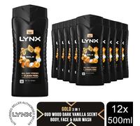 Lynx Shower Gel 500ml 12 Pack 12H Freshness Mens 3in1 Body Face Hair Wash Range