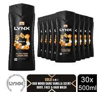 Lynx Shower Gel 500ml 18 Pack 12H Freshness Mens 3in1 Body Face Hair Wash