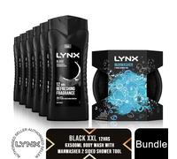 Lynx Shower Gel 500ml 6 Pack with Manwasher 2 Sided Shower Tool Mens Body Wash