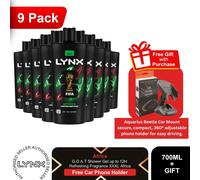 Lynx Shower Gel Multi Pack 9x700ml Mens 3in1 Body Wash + Free Car Phone Holder