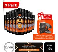 Lynx Shower Gel Multi Pack 9x700ml Mens 3in1 Body Wash + Free Car Phone Holder