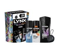 Lynx Shower Level Up 3 piece Gift Set for him with Body Wash, Antiperspirant Deodorant & Shower Tool