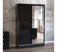 Lynx Sliding Mirror Wardrobe - 2 Door - Black Gloss