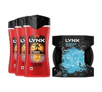 Lynx Sunset Fresh 3-Pack Body Wash 225ml + Manwasher Shower Tool