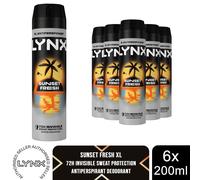 Lynx Sunset Fresh Anti Perspirant Body Spray 200ml 6 Pack Mens Deodorant