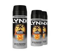 Lynx Sunset Fresh Antiperspirant Deodorant Spray for Men 150ml Pack of 3 72H Invisible Sweat Protection Mango & Mandarin Fragrance Lynx Antiperspirant Spray for Men