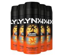 Lynx Sunset Fresh Deodorant for Men Multipack With Mango and Mandarin Scent Long Lasting Fragrance with 48 Hours All over Freshness Aluminium Free Body Spray 150 ml, 5 Pack
