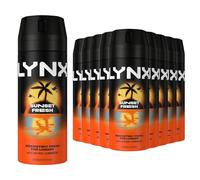 Lynx Sunset Fresh Deodorant for Men Multipack With Mango and Mandarin Scent Long Lasting Fragrance with 48 Hours All over Freshness Aluminium Free Body Spray 150 ml, Pack of 12