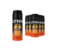 Lynx Men Sunset Fresh Deodorant Body Spray with a mango & mandarin scent for 48 hour all-over freshness 150 ml, Pack of 6