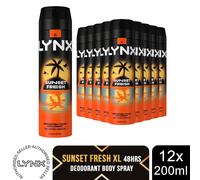 Lynx Sunset Fresh Men's Deodorant Body Spray 200ml, 12 Pack