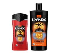 Lynx Sunset Fresh Shower Gel 2pk Bundle of 225ml & 700ml for Long-Lasting Scent