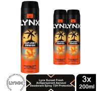 Lynx Sunset Fresh XL Body Spray 200ml 3 Pack Mens Deodorant 48H Freshness