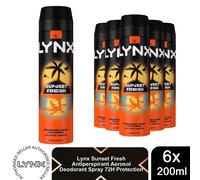 Lynx Sunset Fresh XL Body Spray 200ml 6 Pack Mens Deodorant 48H Freshness