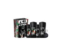 Lynx THE SUPREME SQUAD Africa Bodyspray 150ml and Body Wash 225ml & Black Bodyspray 150ml and Body Wash 225ml 4 Pieces Gift Set for Him with Shower Tool