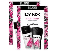Lynx THE WING WOMEN Attract For Her 48Hrs Odour Protection Body Spray 150 ml and 12Hrs Refreshing Fragrance Body Wash 225 ml 2 Pieces Ready to Wrap Gift Set for Her,2pk