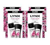 Lynx THE WING WOMEN Attract For Her 48Hrs Odour Protection Body Spray 150 ml and 12Hrs Refreshing Fragrance Body Wash 225 ml 2 Pieces Ready to Wrap Gift Set for Her,4pk