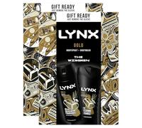 Lynx THE WINGMEN Gold Oud Wood & Vanilla 48H Odour Protection Body Spray 150 ml and 12H Refreshing Body Wash 225 ml 2 Pieces Ready to Wrap Gift Set for Him,2pk