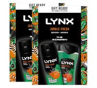 Lynx THE WINGMEN Jungle Fresh 48H Odour Protection Body Spray 150 ml and 3-in-1 Hair, Face and Body Wash 225 ml 2 Pieces Ready to Wrap Gift Set for Him,2pk