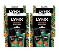 Lynx THE WINGMEN Jungle Fresh 48H Odour Protection Body Spray 150 ml and 3-in-1 Hair, Face and Body Wash 225 ml 2 Pieces Ready to Wrap Gift Set for Him,4pk
