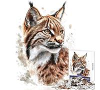 Lynx Watercolor Portrait Hard Jigsaw Puzzle for Adults 1000 Pieces Improve Attention Span And Focus Peaceful Relaxing Leisure Fun (50x75cm)
