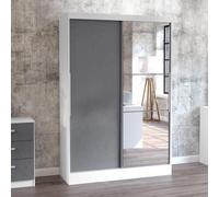 Lynx White and Grey Gloss 2 Door Sliding Mirror Wardrobe