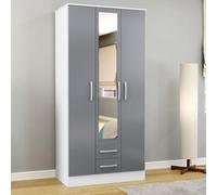 Lynx White and Grey Gloss 3 Door Combi Wardrobe