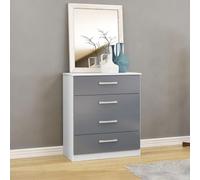 Lynx White and Grey Gloss 4 Drawer Chest