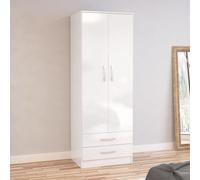 Lynx White Gloss 2 Door 2 Drawer Double Wardrobe