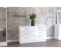 Lynx White Gloss Bedroom Furniture Wardrobe Chest Bedside by Birlea
