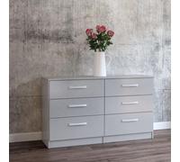 Lynx Wide Chest - 6 Drawer - Grey Gloss