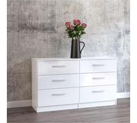 Lynx Wide Chest - 6 Drawer - White Gloss
