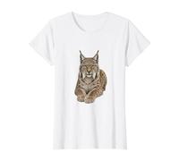 Lynx Wild Cat Wildlife Animal Value Graphic T-Shirt, Women, White, XL
