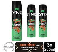 Lynx Gold Aerosol Body Spray Men's Deodorant Spray with an oud wood & fresh vanilla scent for 48 hours of odour busting, high defnition fragrance 6x 200 ml
