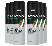 Lynx XL Antiperspirant Africa The G.O.A.T. of Fragrance 72 Hour Protection From Odour and Sweat with the Unique Scent Masculine Deodorant for Men, 200ml Pack of 6