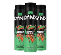 Lynx XL Body Spray Jungle Fresh 48H High Definition Fragrance with Sweat Protection Deodorant Spray for Men with Unique Scent of Palm Leaves and Amber, 200ml Pack of 3