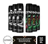 Lynx XL Mens Body Spray Deodorant Multi Fragrance Bundle Set 200ml, 6 Pack