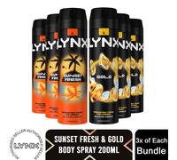 Lynx XL Mens Body Spray Deodorant Multi Fragrance Bundle Set 200ml, 6 Pack