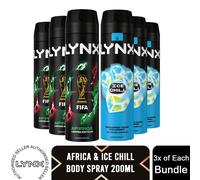 Lynx XL Mens Body Spray Deodorant Multi Fragrance Bundle Set 200ml, 6 Pack