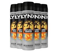 Lynx XL Sunset Fresh Antiperspirant Deodorant Spray for Men 200ml Pack of 5 72H Invisible Sweat Protection Mango & Mandarin Fragrance Lynx Antiperspirant Spray