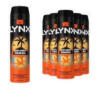 Lynx XL Sunset Fresh Deodorant for Men Multipack With Mango and Mandarin Scent Long Lasting Fragrance with 48 Hours All over Freshness Aluminium Free Body Spray 200 ml, 6 Pack