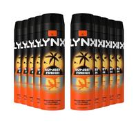 Lynx XL Sunset Fresh Deodorant for Men Multipack With Mango and Mandarin Scent Long Lasting Fragrance with 48 Hours All over Freshness Aluminium Free Body Spray 200 ml, 10 Pack