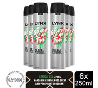 Lynx XXL 48H Dry Protection Anti-Perspirant Deodorant, Africa, 6 Pack, 250ml