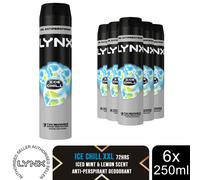 Lynx XXL 48H Dry Protection Anti Perspirant Deodorant, Ice Chill, 6 Pack, 250ml