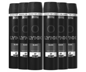 Lynx XXL 48H Fresh Deodorant Body Spray, Black, 6 Pack, 250ml