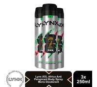 Lynx XXL Africa Anti Perspirant Body Spray 250ml 3 Pack Mens Deodorant