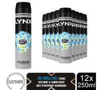 Lynx XXL Antiperspirant Deodorant Body Spray Ice Chill 72-Hour 250ml, 12Pack