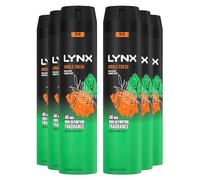 Lynx XXL Body Spray Jungle Fresh 48H High Definition Fragrance with Sweat Protection Deodorant Spray for Men with Unique Scent of Palm Leaves and Amber, 250ml Pack of 6