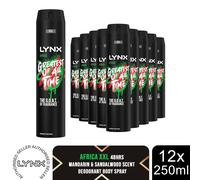 Lynx XXL FIFA Edition Africa Body Spray 250ml 12 Pack Mens Deodorant 48H Fresh